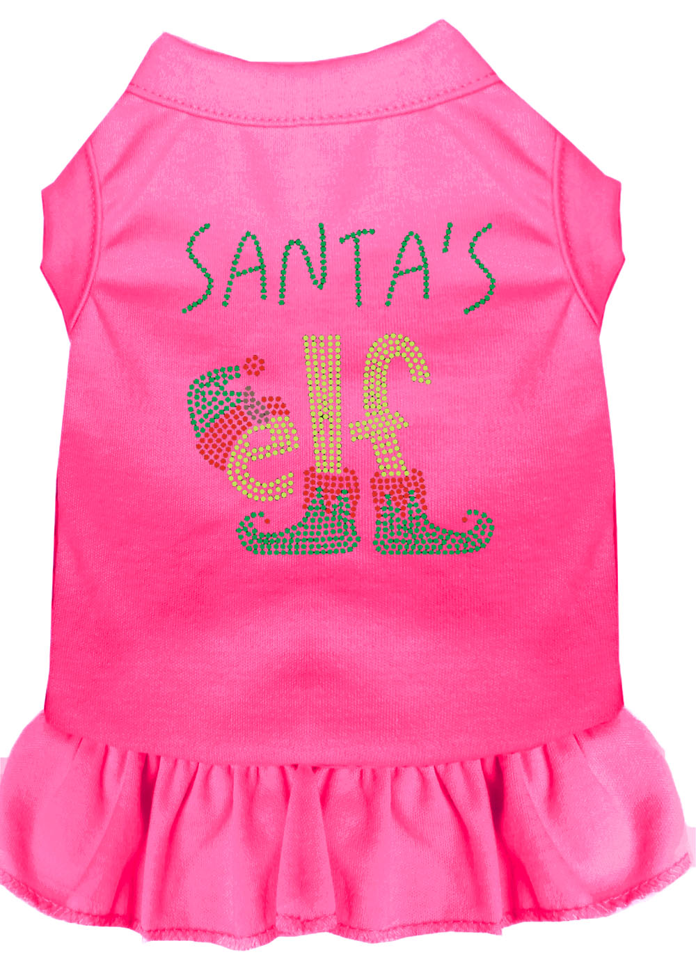 Santa's Elf Rhinestone Dog Dress Bright Pink 4X